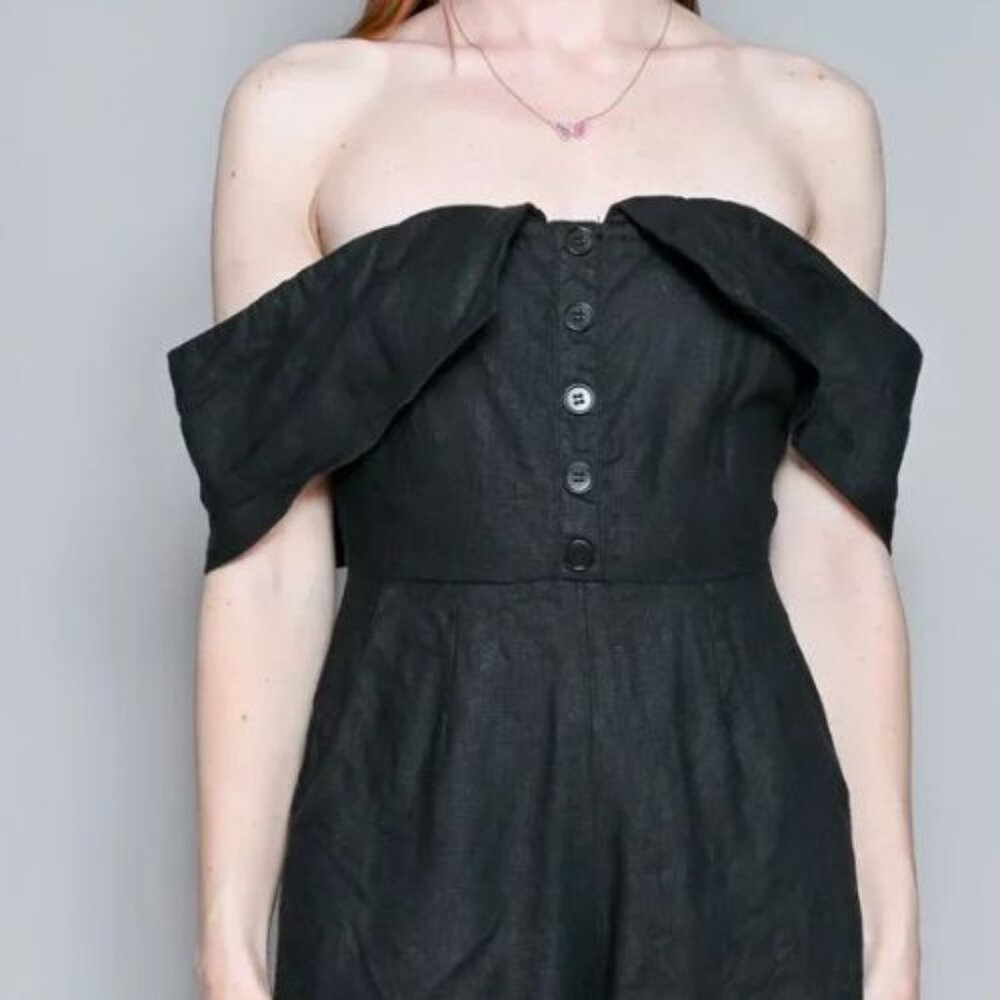 Reformation Black Off-Shoulder Frankie Romper Size 2 - 51746 - Picture 12 of 14